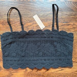 NWT J.Crew Black Crochet crop tube top size Medium